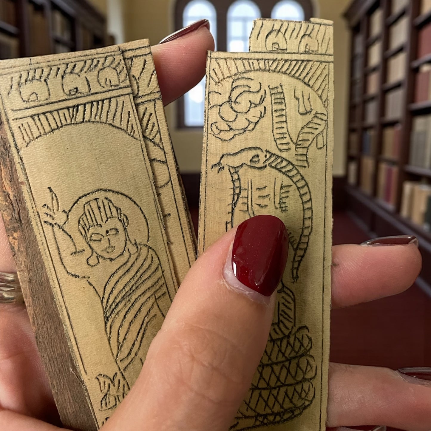 Manoscritto a ventaglio su lamelle di bambù, preghiere buddismo Theravada