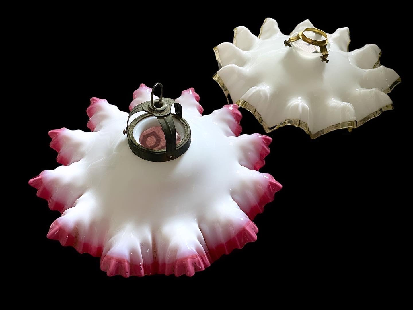 Pair of liberty chandeliers in opal glass