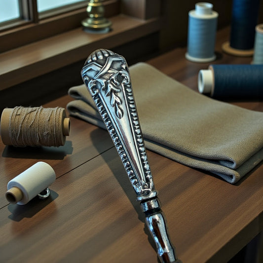 Punteruolo da ricamo e cucito con manico in argento, fine ‘800, punzonato francese