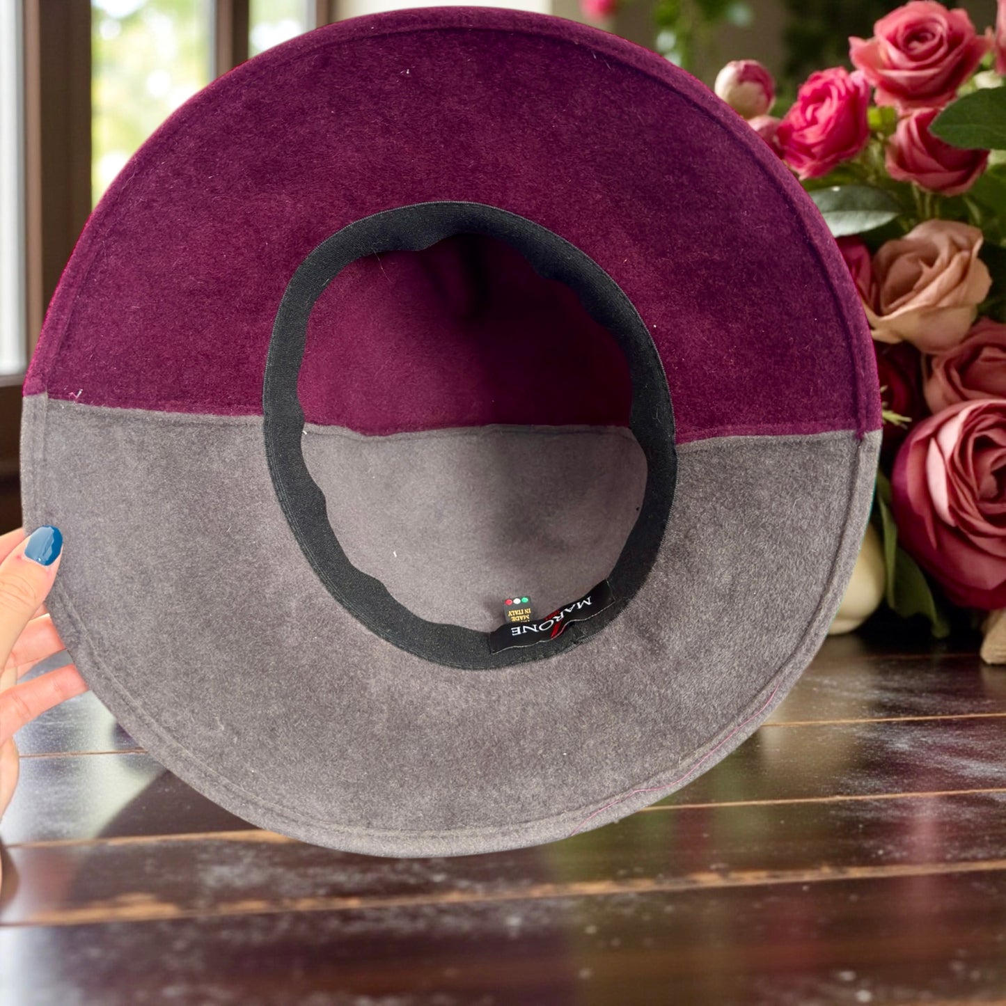 Cappello Marone 1881 feltro bicolor prugna & antracite