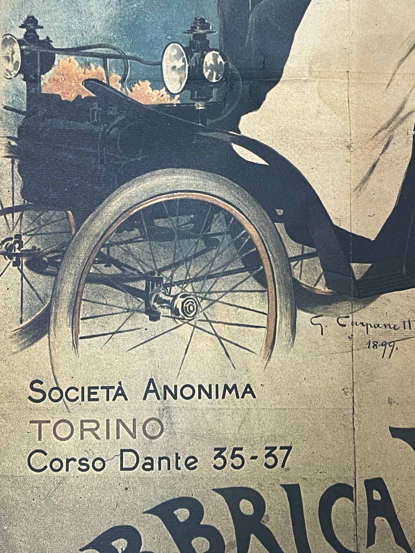 Manifesto Carpanetto per Fiat in riedizione originale e rara Nebiolo anni ‘70 / Cartiera Fedrigoni
