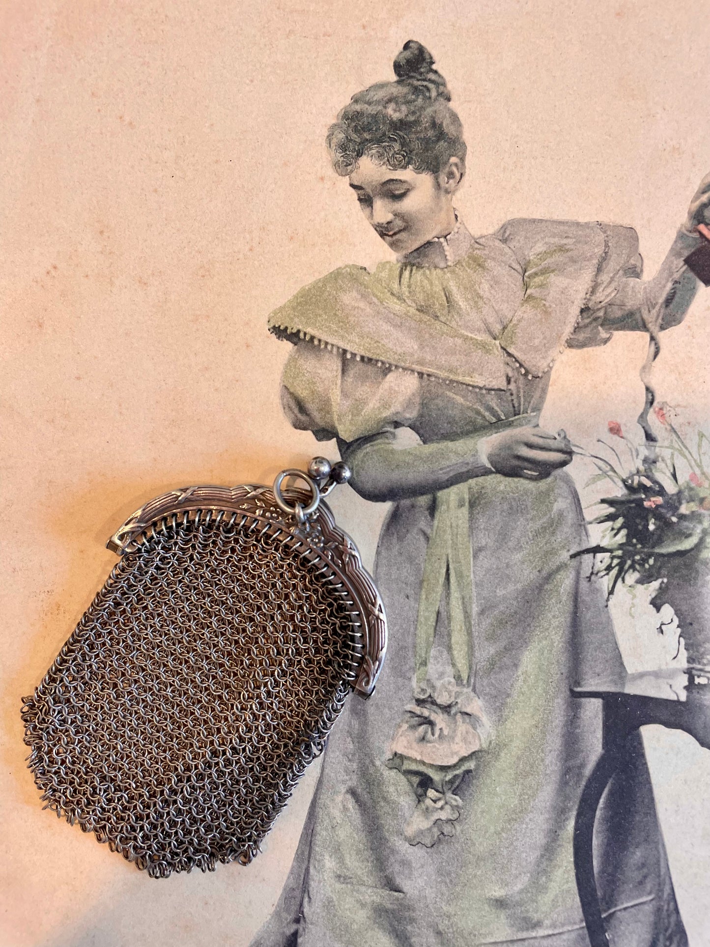 Porta monete da chatelaine vittoriano, ca 1880-1910 in argento