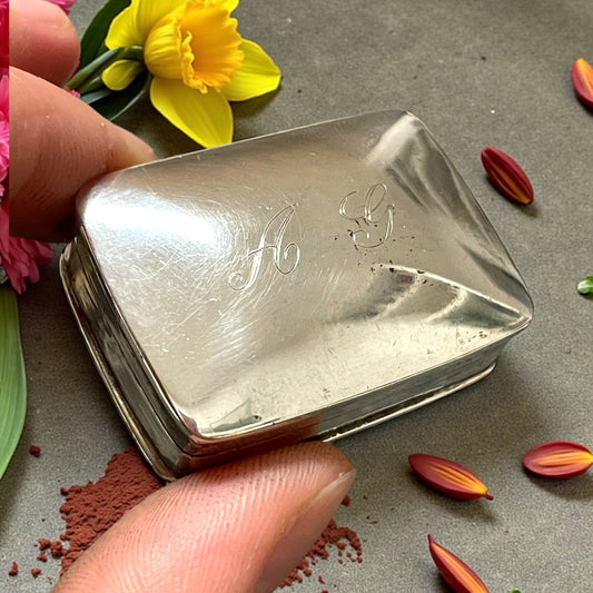 Pill box in argento 925 con iniziali A G, ca anni ‘50-‘60