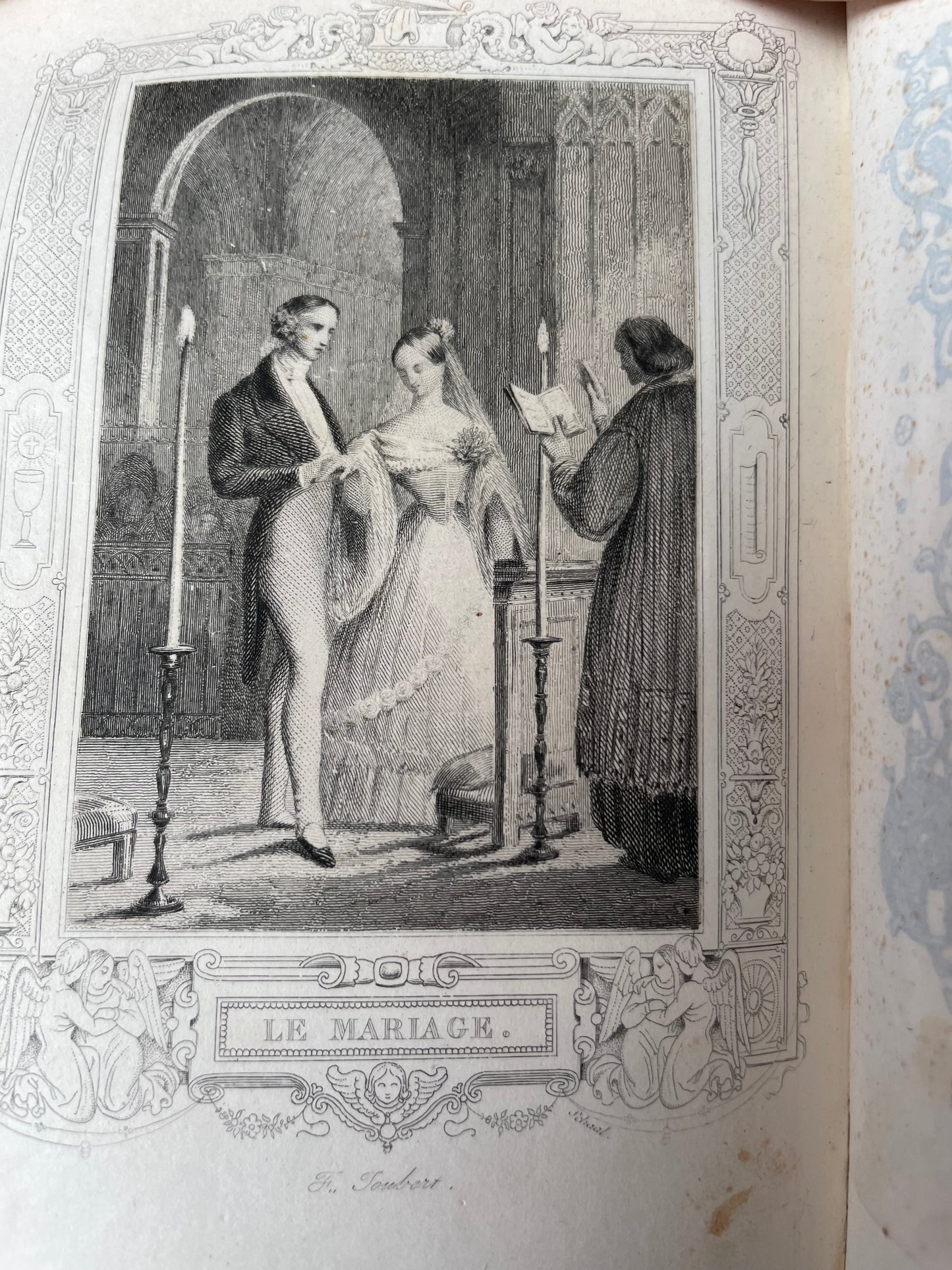 “L’Ange du Fidèle” antico libro 1859 con finissime incisioni e fregi dorati