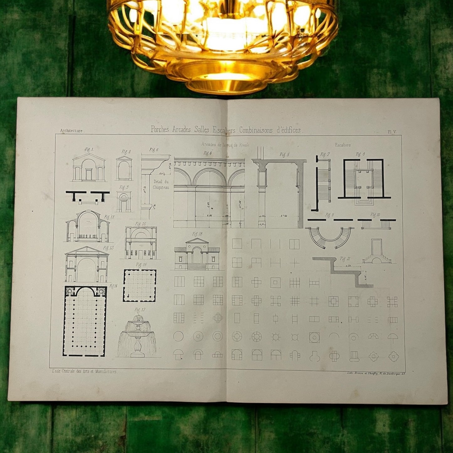 Coppia tavole architettura da studio, circa 1850, École des Artes Parigi