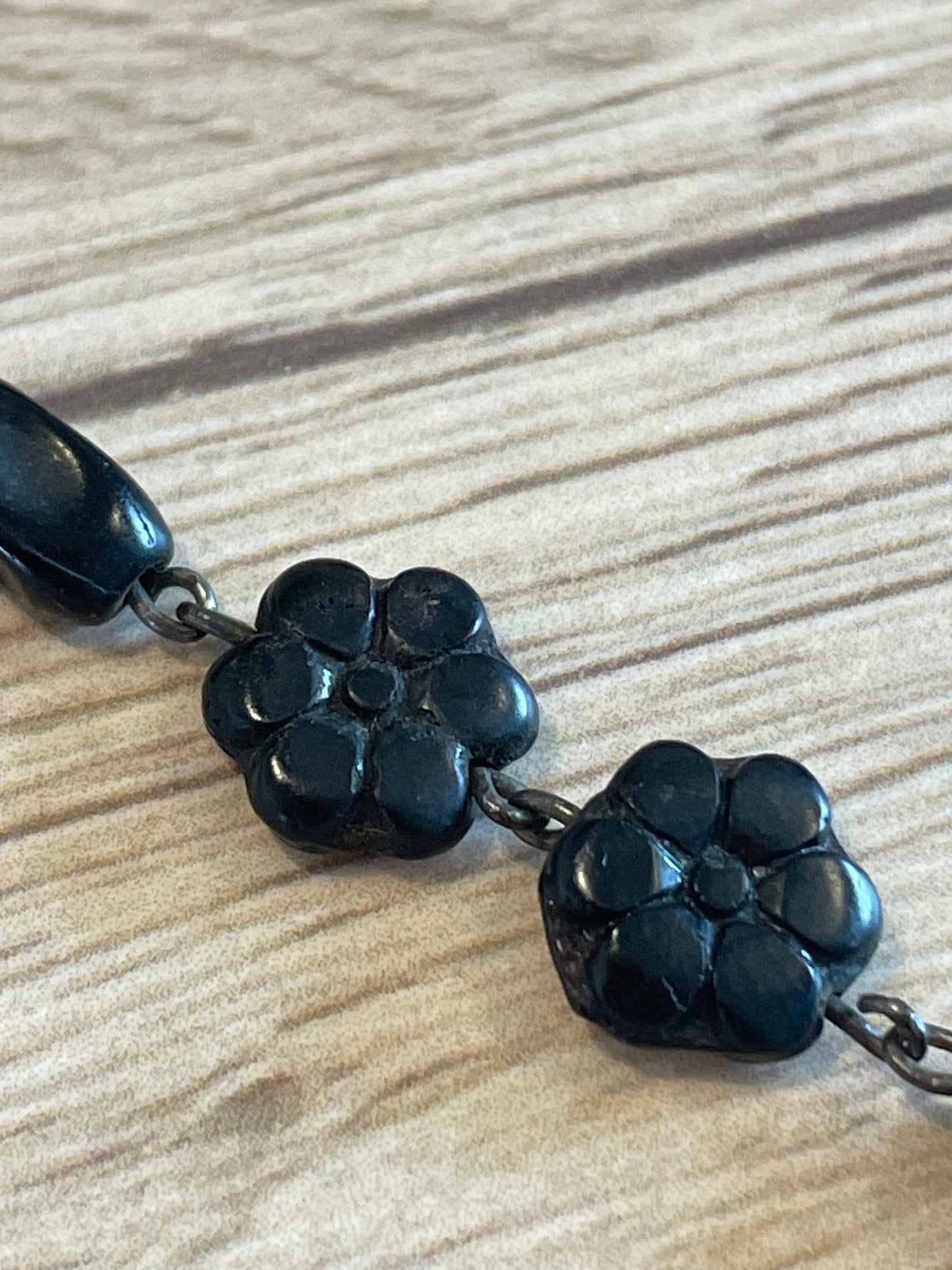 Collana vittoriana da lutto in giaietto, girocollo fine ‘800