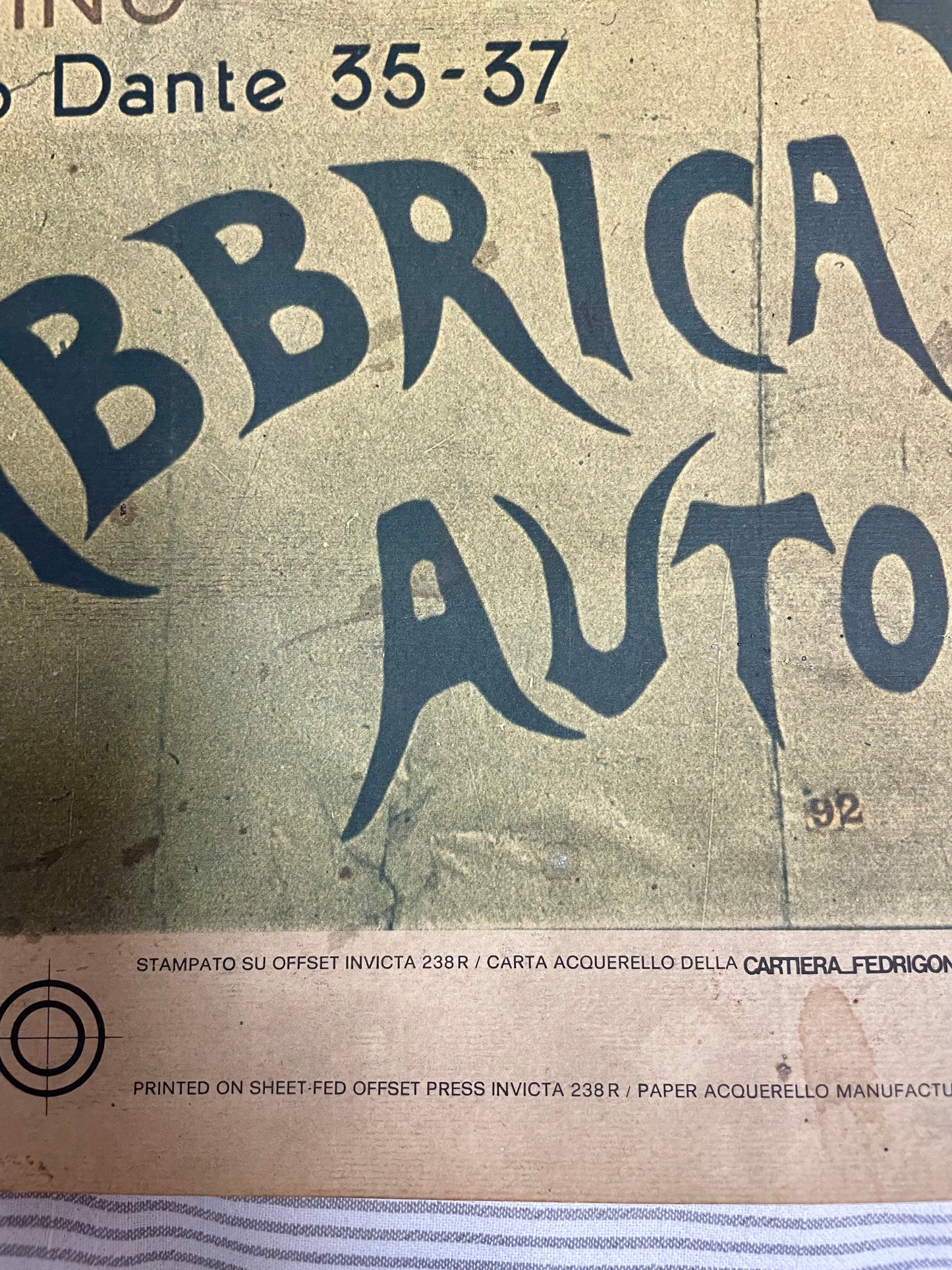 Manifesto Carpanetto per Fiat in riedizione originale e rara Nebiolo anni ‘70 / Cartiera Fedrigoni