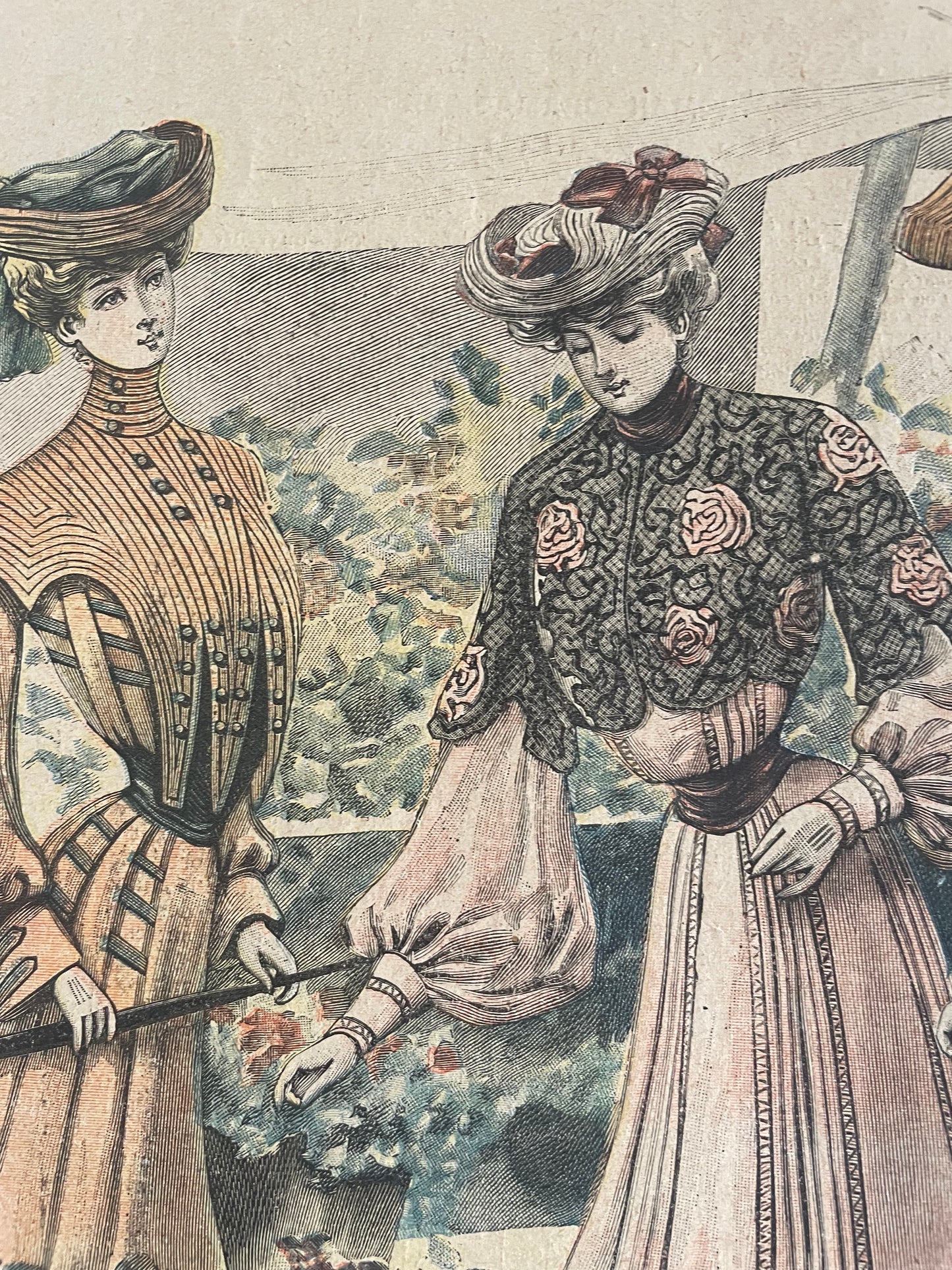 Lotto tavole figurini moda La Mode Nationale, 1903, 3 bozzetti singoli ed uno doppio