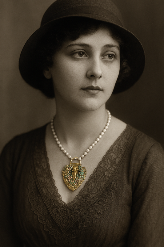 Ciondolo pendente in argento 800 con cherubino, ca anni ‘20