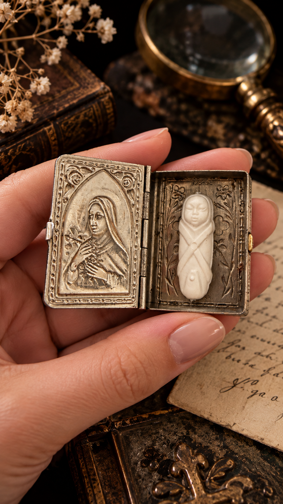 Il libro dei segreti etui devozionale con fève Santa Teresa di Lisieux