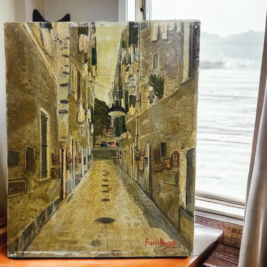 Franzitto olio su tela 1975 città vecchia