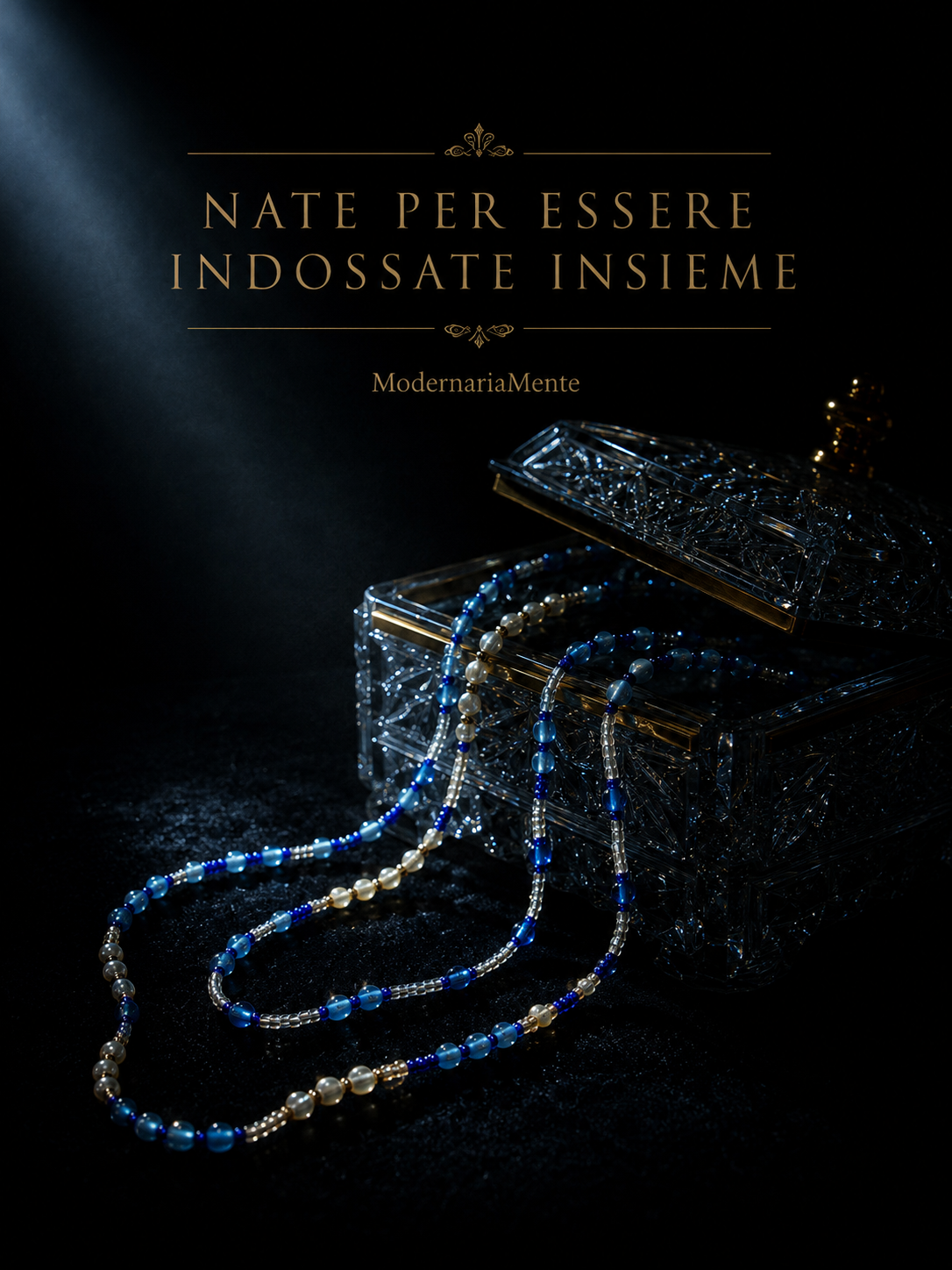 Coppia collane in perle di vetro americane anni ‘10-‘20 costume jewellery