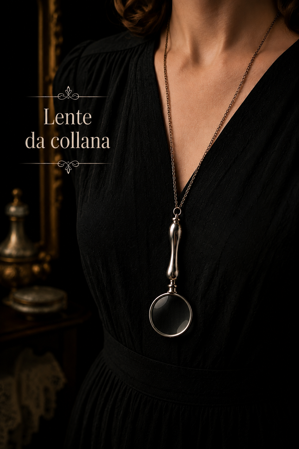 Lente da ricamatrice anni 40 50 da collana o chatelaine con anellino passante 