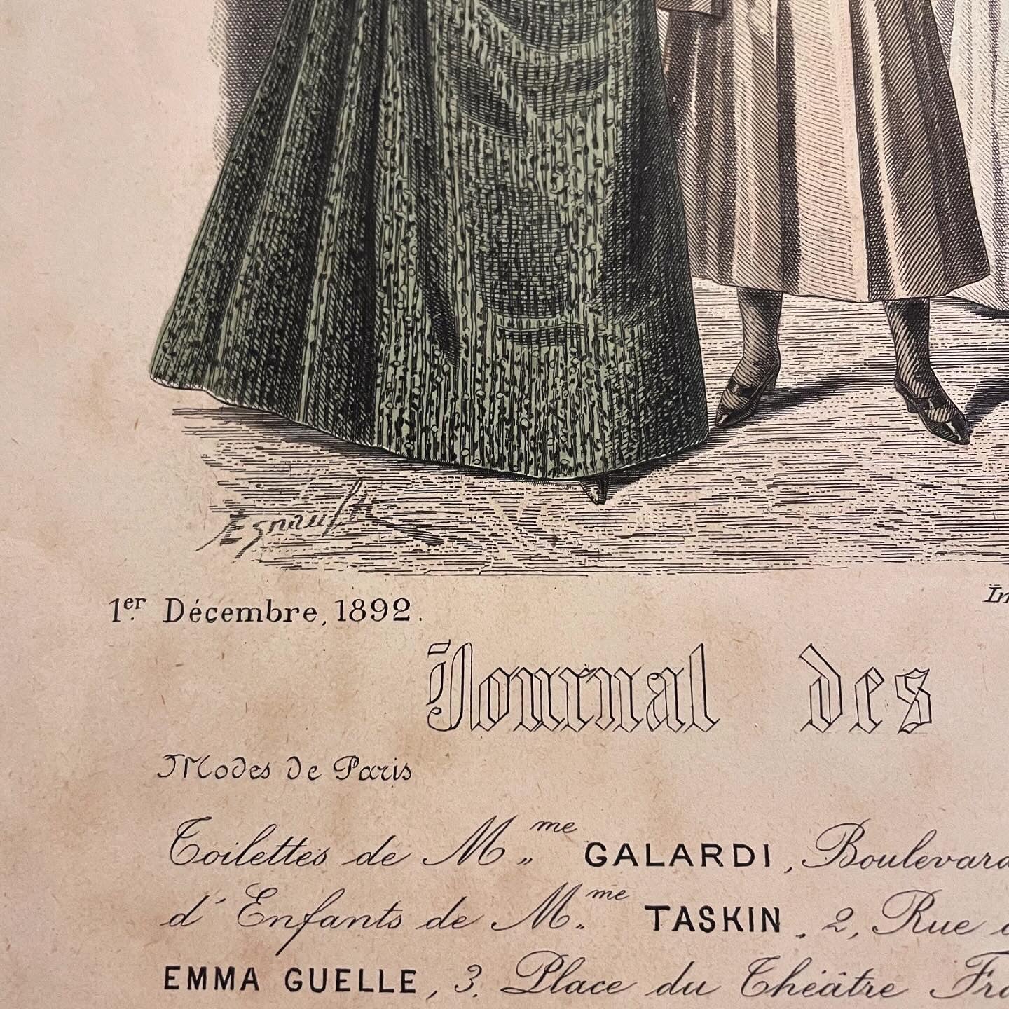 Three antique millinery prints 1800