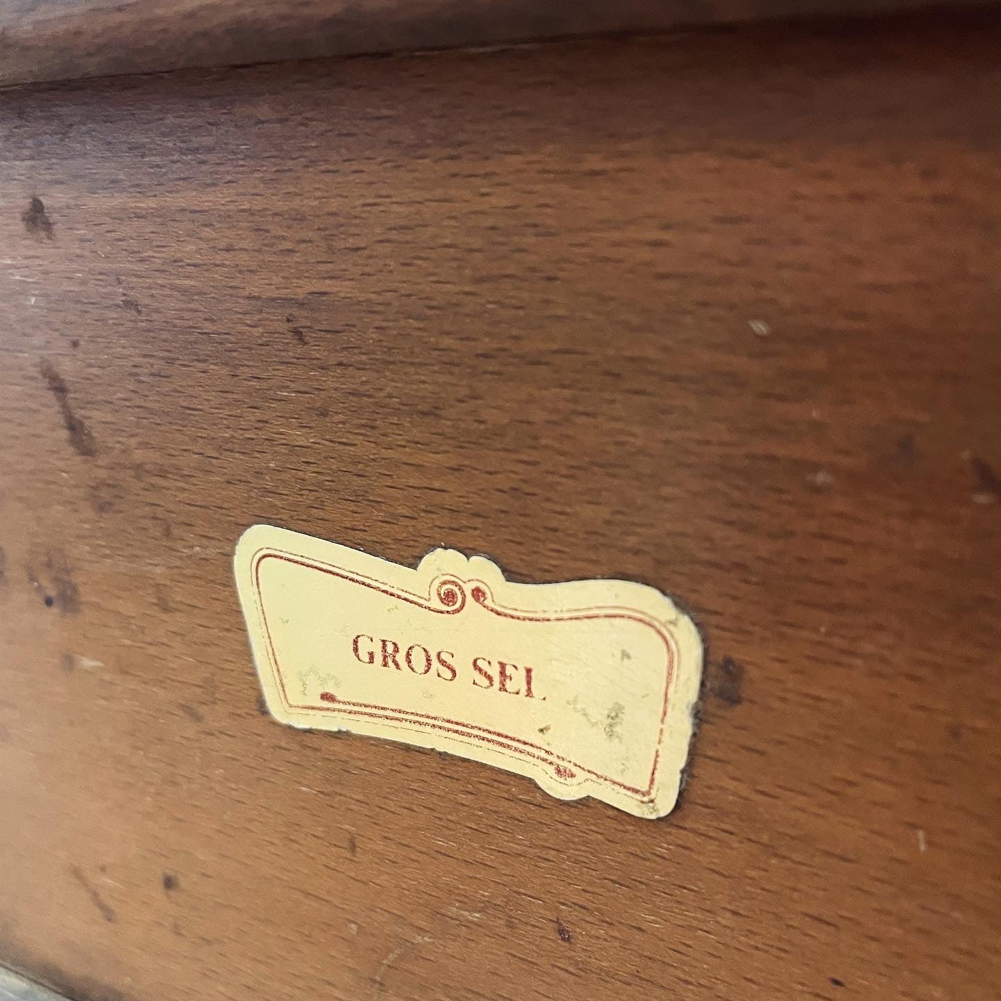 Vintage coarse salt storage box