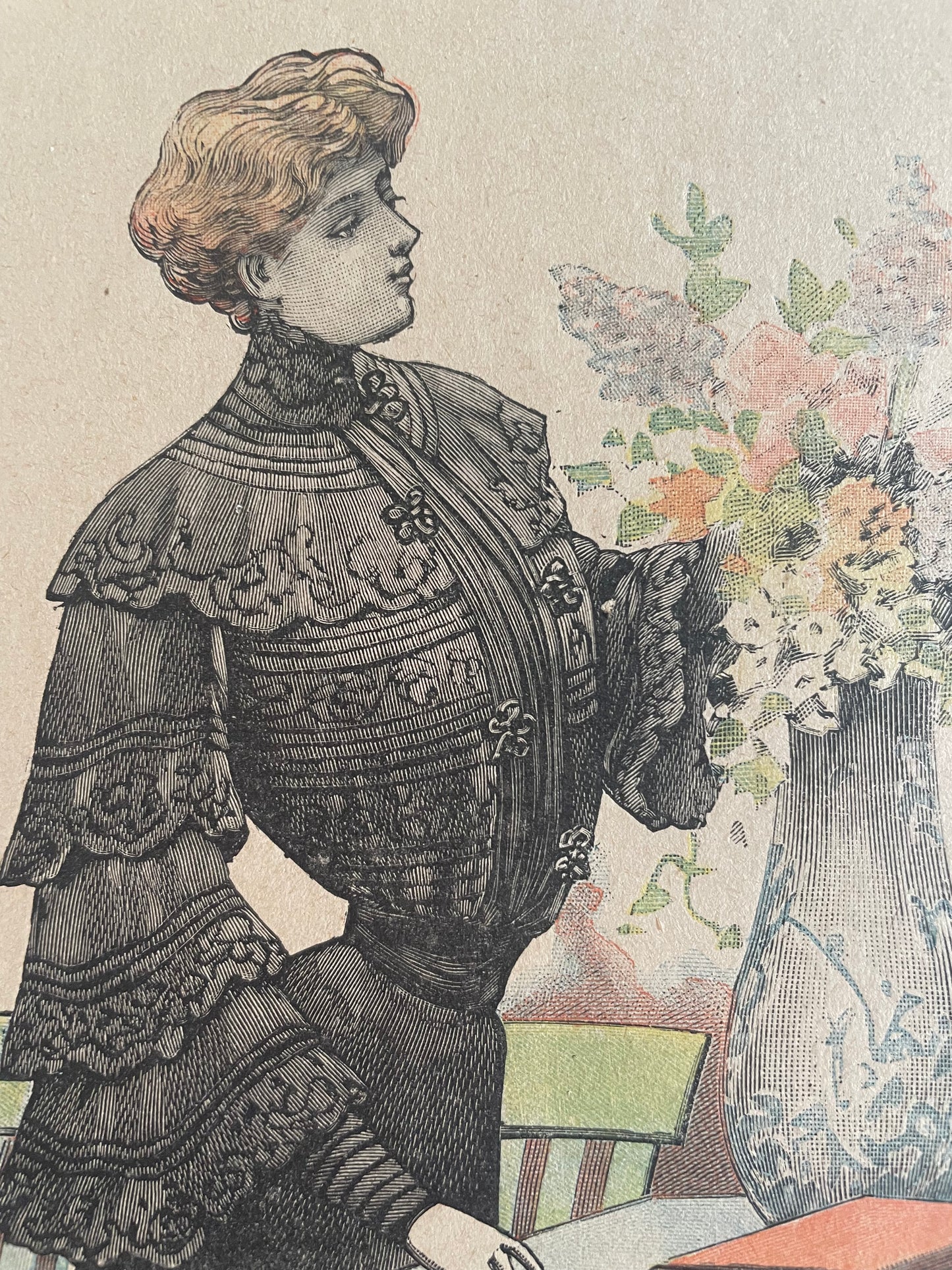 Lotto tavole figurini moda La Mode Nationale, 1903, 3 bozzetti singoli ed uno doppio