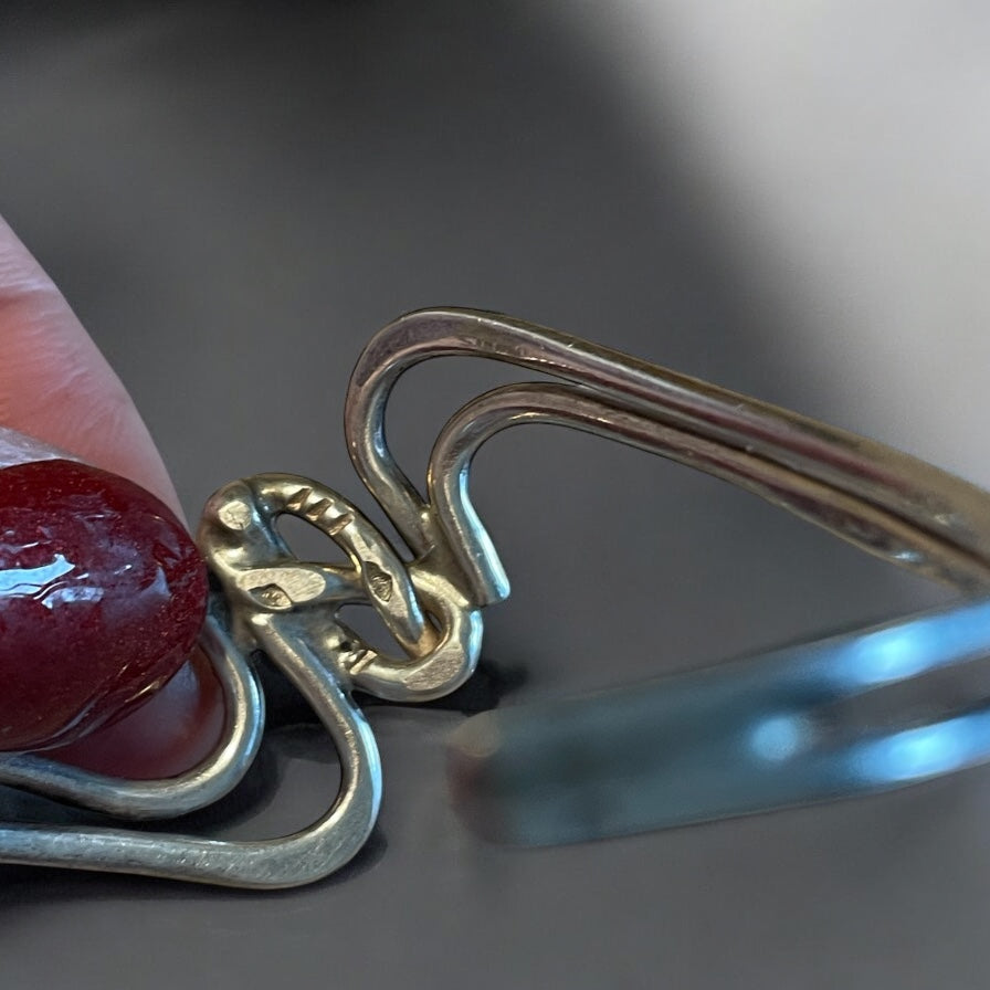 Bracciale rigido regolabile in argento francese, fine anni ‘60