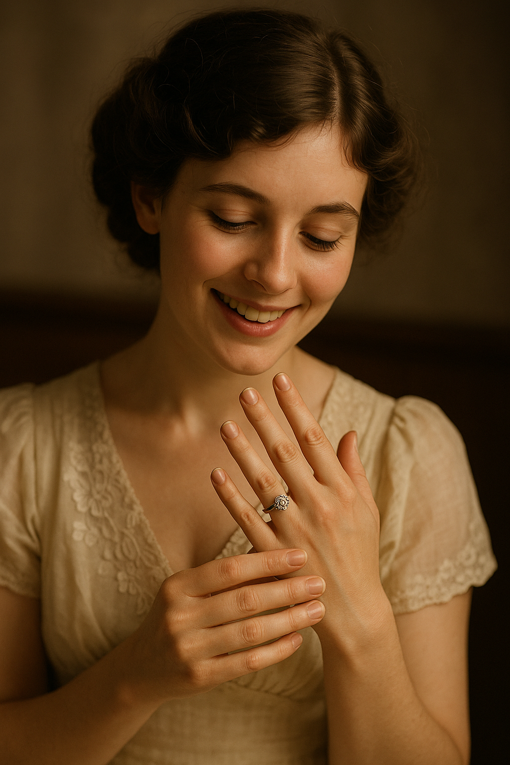 Antico anello di fidanzamento francese in argento ottocento con vetro taglio brillante