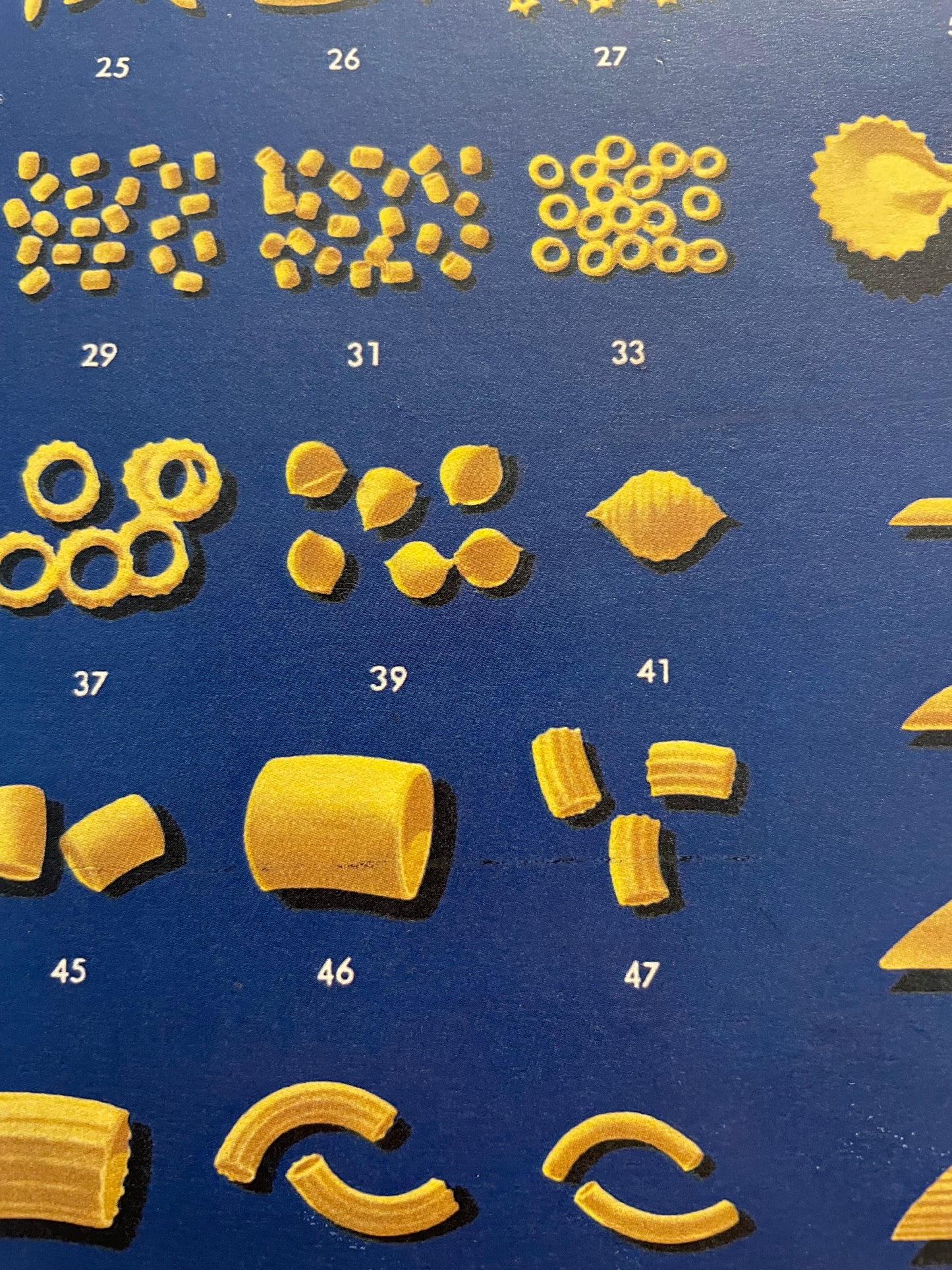 Insegna réclame cartonato Barilla vintage con 97 formati di pasta