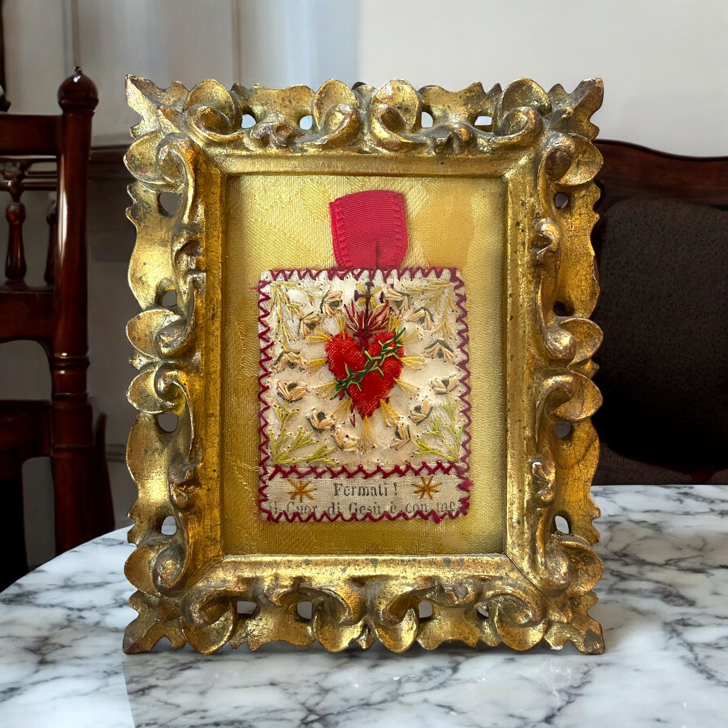 Antico scapolare primo novecento in Cornice dorata anni 40