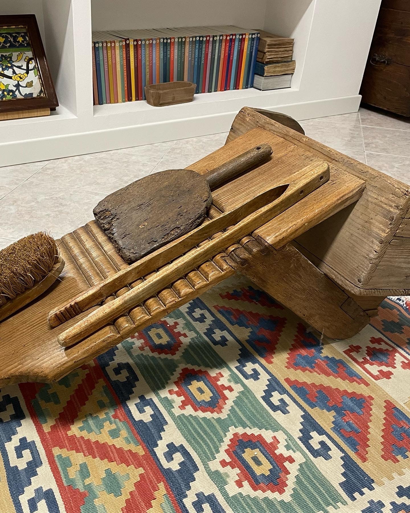 Antique washboard with kneeler