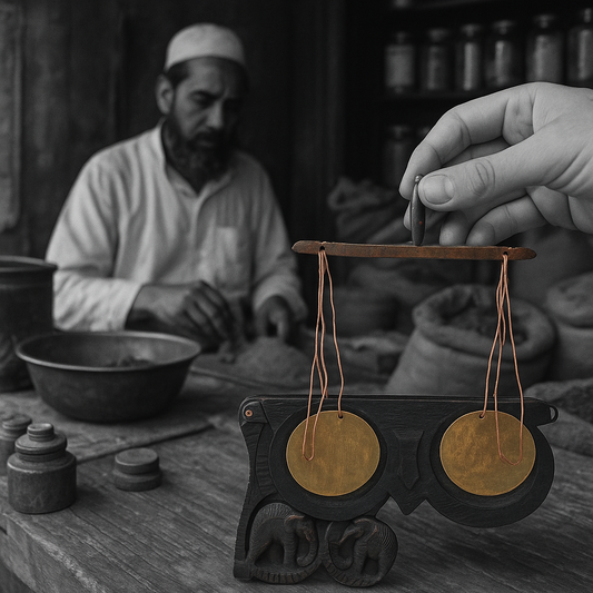 Bilancina da oppio da viaggio in scrigno ligneo a guisa di elefante, seconda metà ‘900