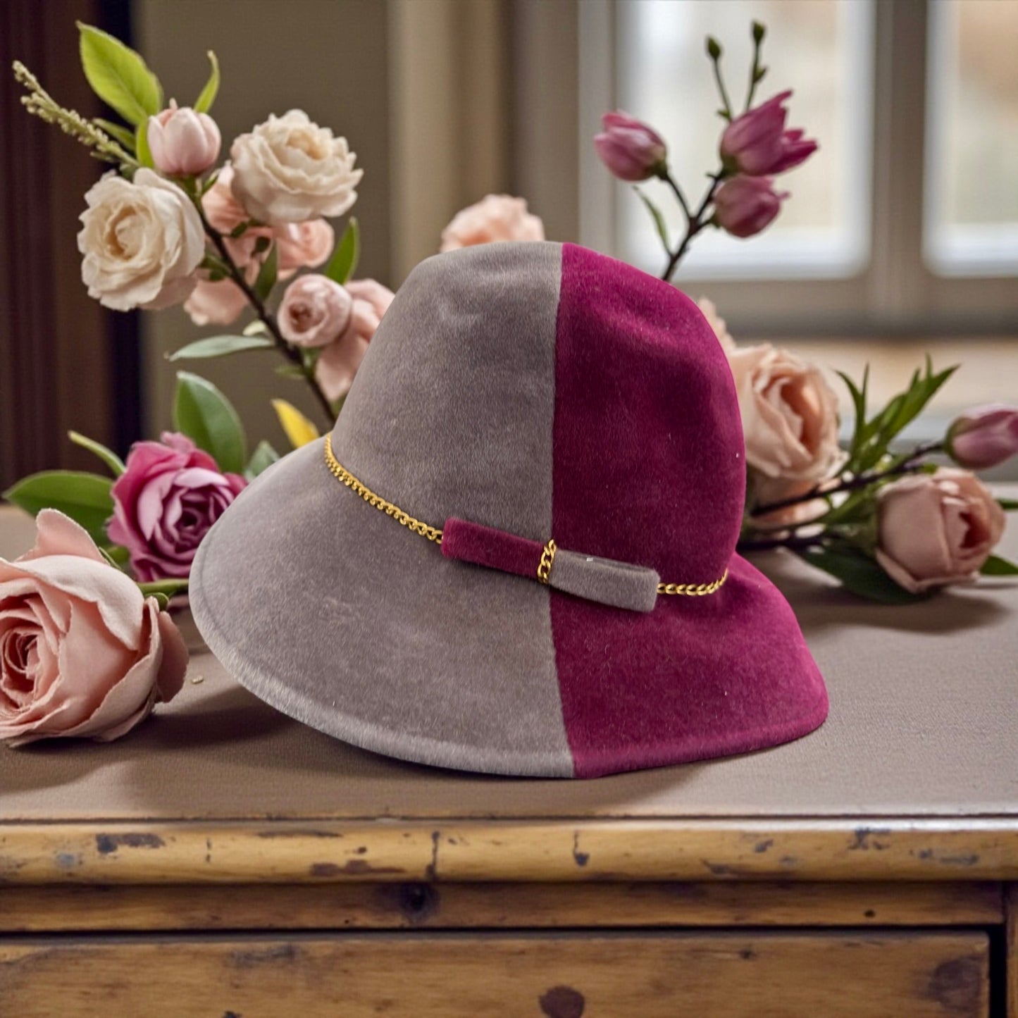 Cappello Marone 1881 feltro bicolor prugna & antracite