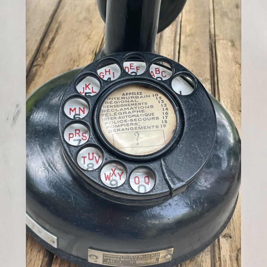 Antico telefono anni 20 Grammont combinato con cornetta e ascoltatore