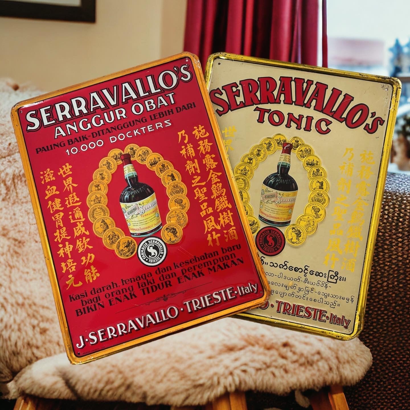 Serravallo China Wine Signs Pair