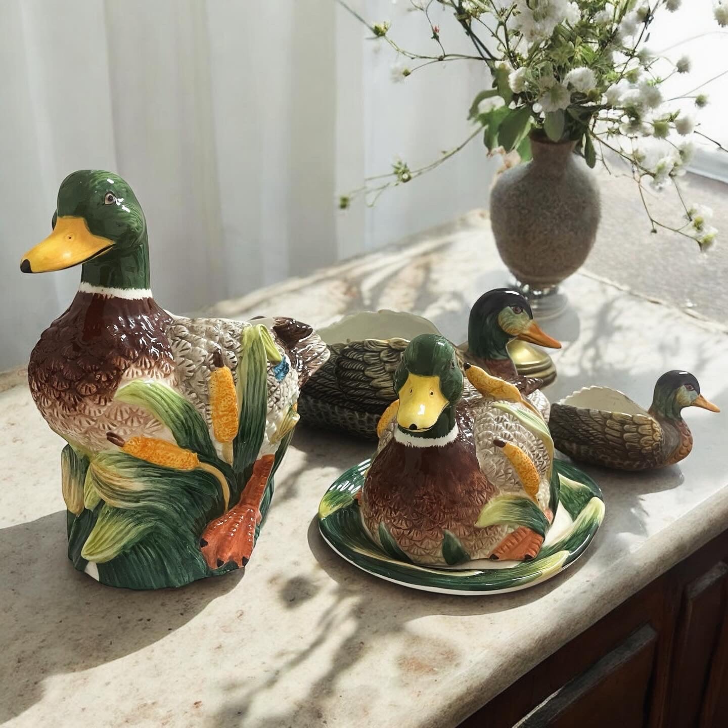 Collection of 4 vintage ceramic ducks