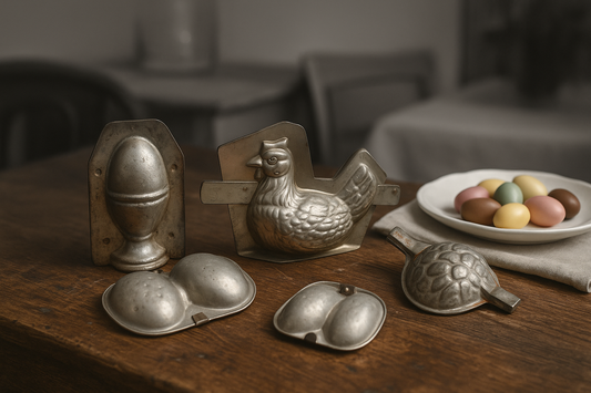 Lotto di n. 4 antichi stampi per dolci e uova olandesi