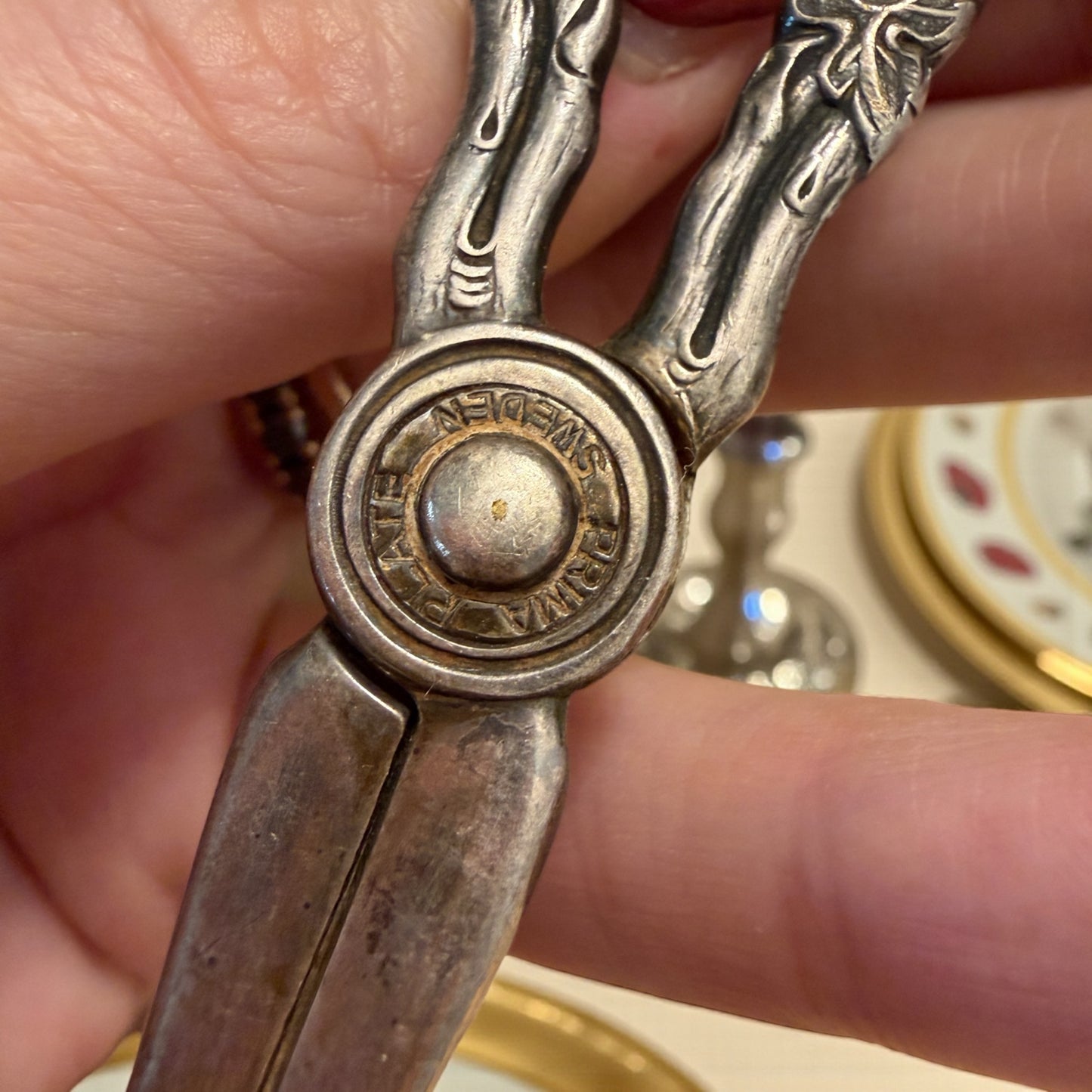 Antiche forbici per servizio uva, placcate argento, svedesi, fine ‘800 - primo ‘900