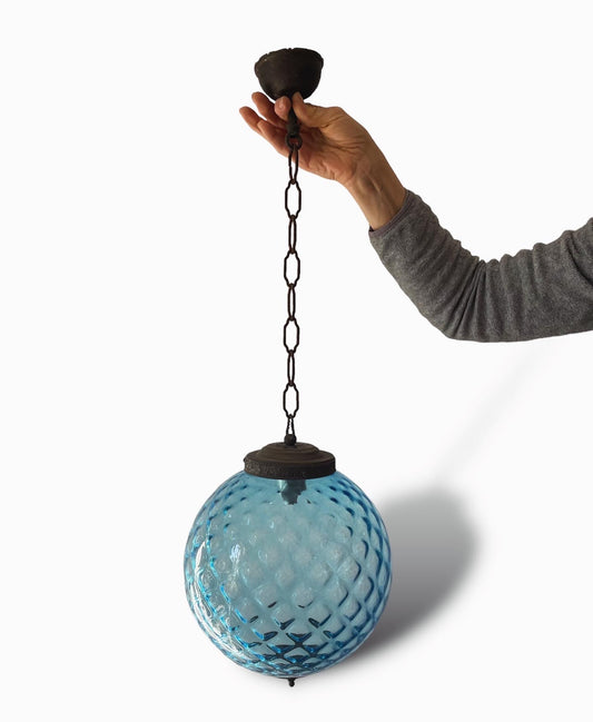 50's blue ball chandelier