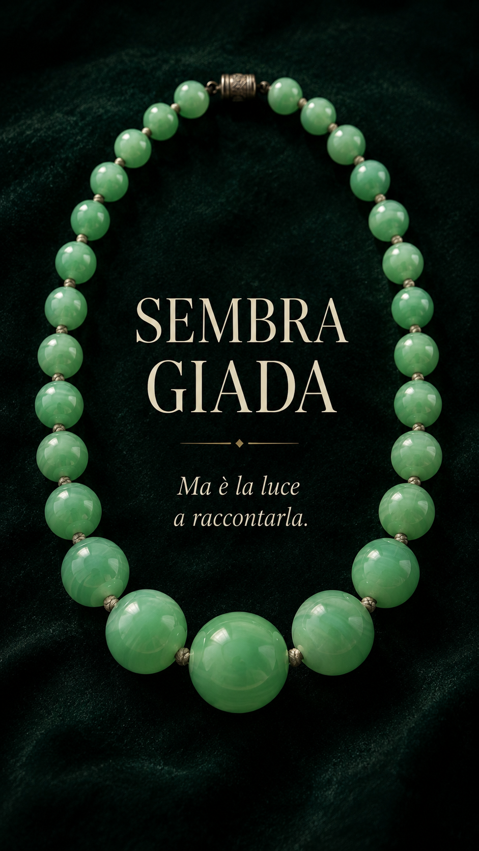 Collana collier perle di Jade Glass degradé anni ‘40 con chiusura a barilotto