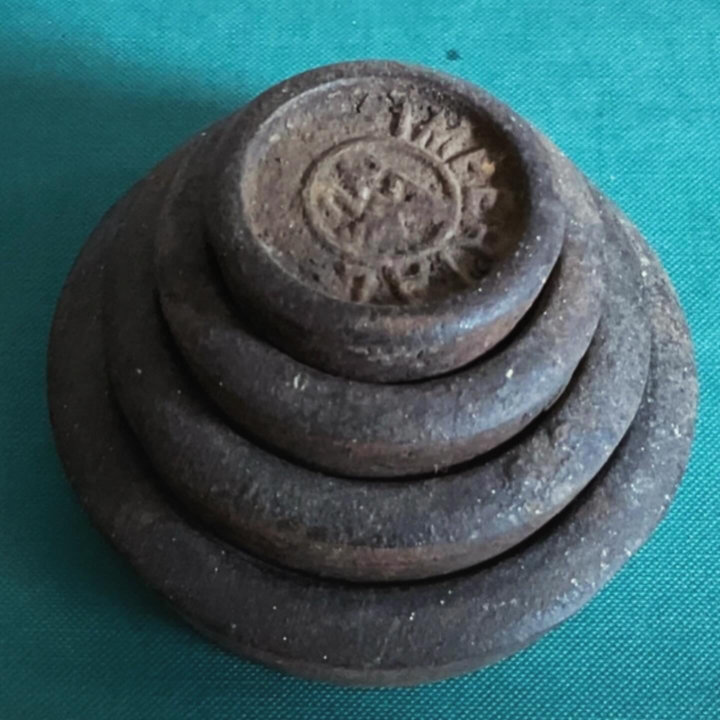 Antique cast iron weight set English pound