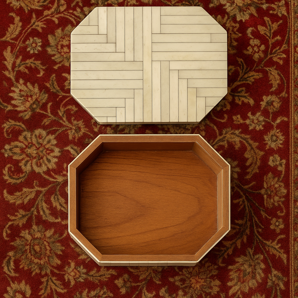 Antico cofanetto anni ‘20-‘30 da scrittoio in osso e legno