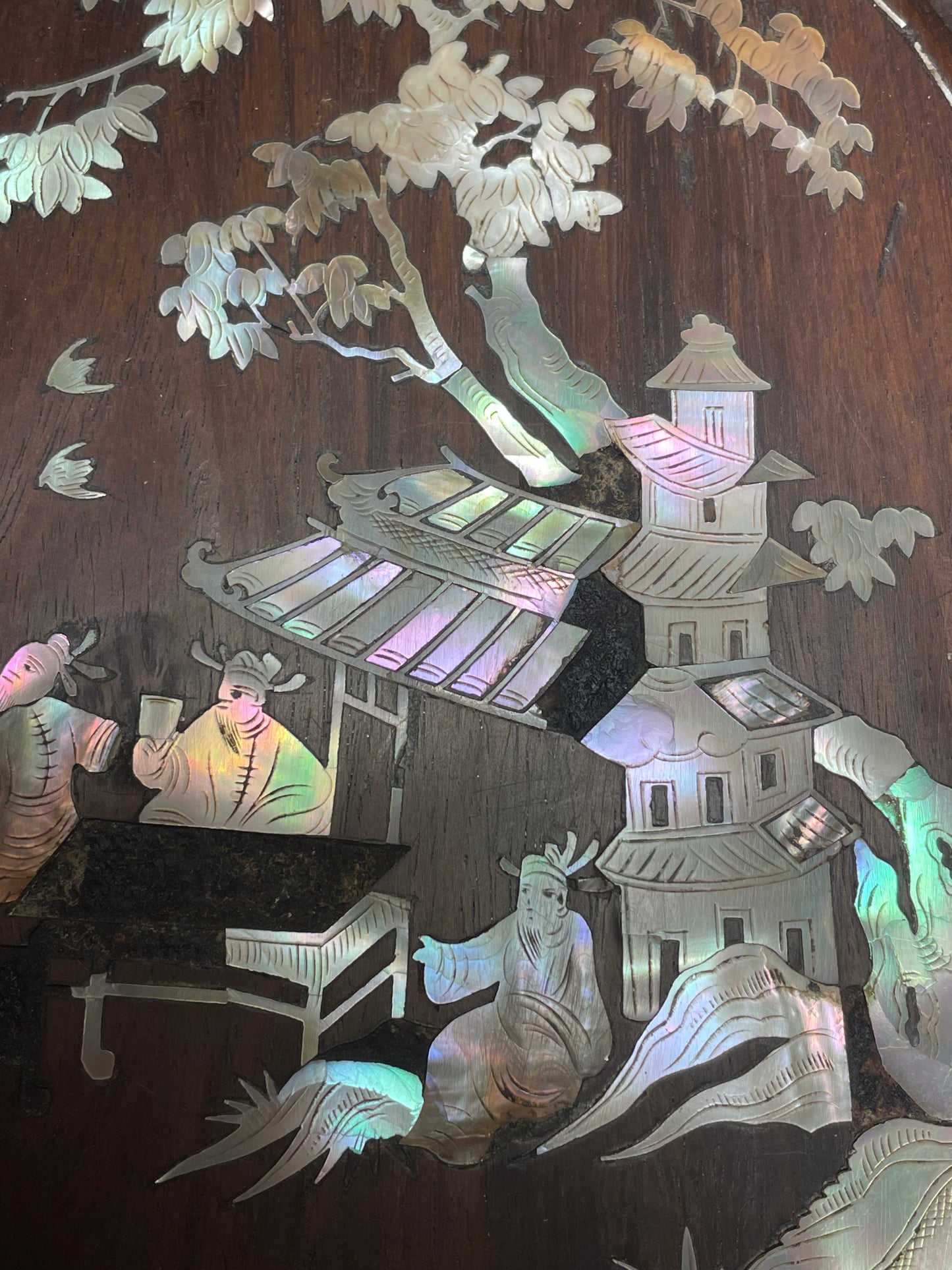 Antico pannello boiserie con intarsi di madreperla e trafori, fine ‘800 tardo Qing