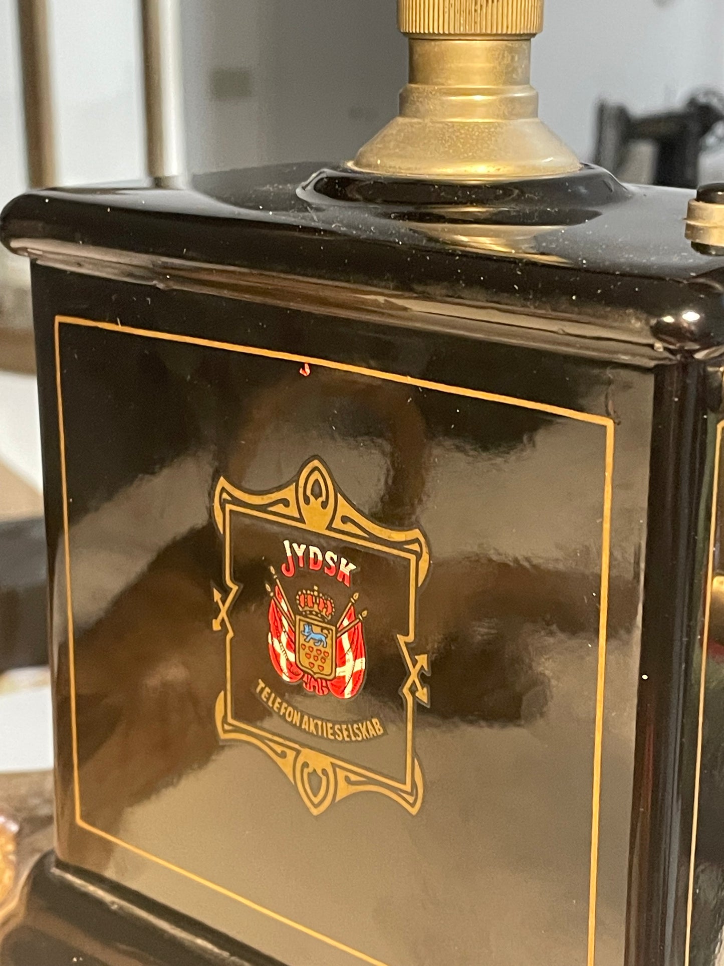 Antico telefono a manovella Jydsk danese, candlestick raro primi ‘900