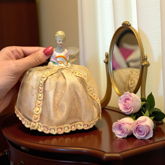 Half doll porta cipria anni ‘30 - ‘40 porcellana