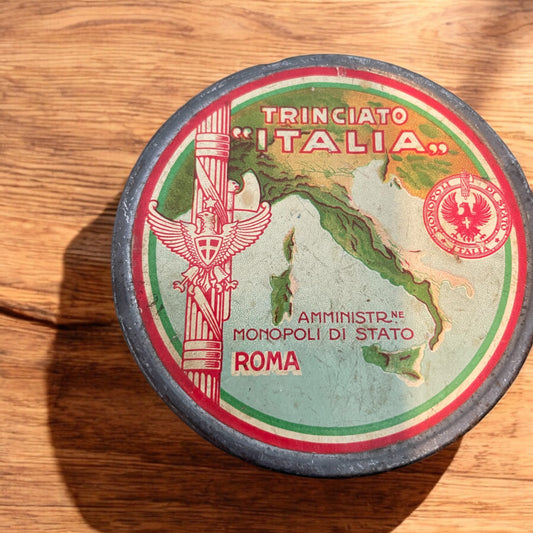 Antica scatola fascista da tabacco “Trinciato Italia”
