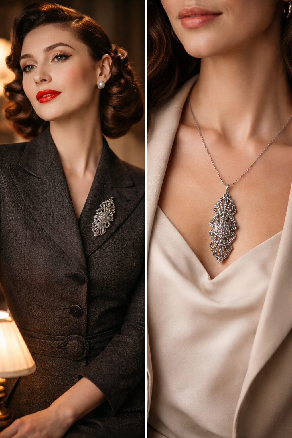 Spilla in stile cut steel anni ‘50 revival art déco