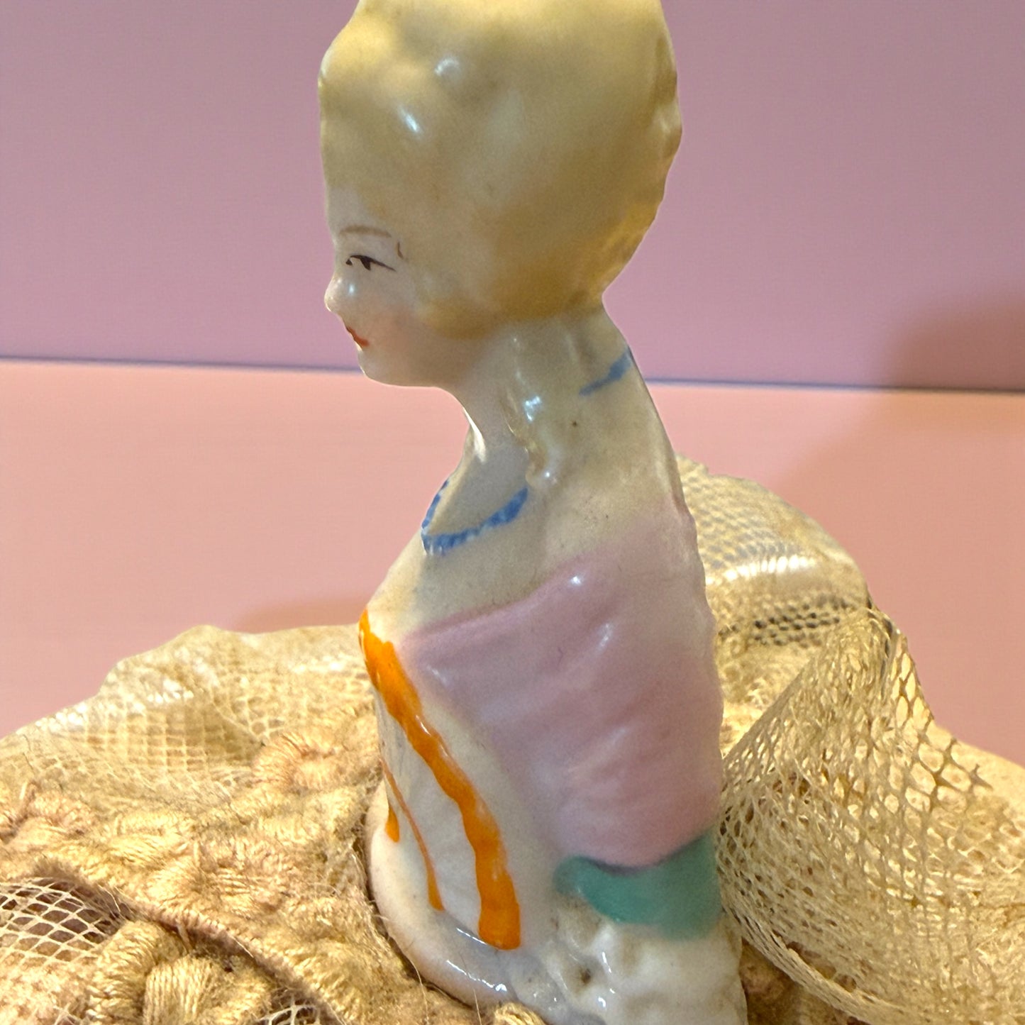 Half doll porta cipria anni ‘30 - ‘40 porcellana