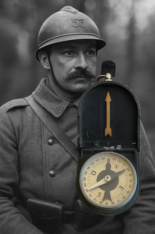 Bussola francese anni ‘20-‘30 modello Lemaire 1922 con iniziali