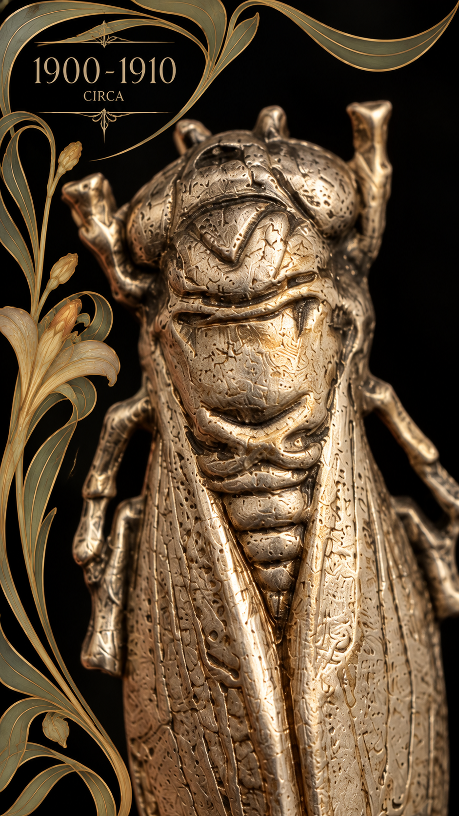 Spilla gioiello cicala argentata Art Nouveau primi ‘900