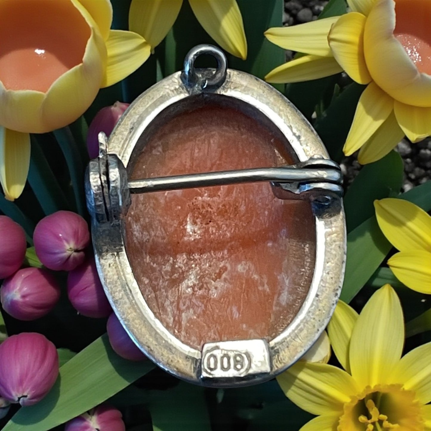 Cammeo su conchiglia montato in argento ‘800, Italia Torre del Greco anni ‘50 ca