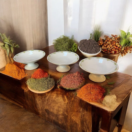 Tris antiche alzate porcellana con caduceo, Altwasser, anni ‘20