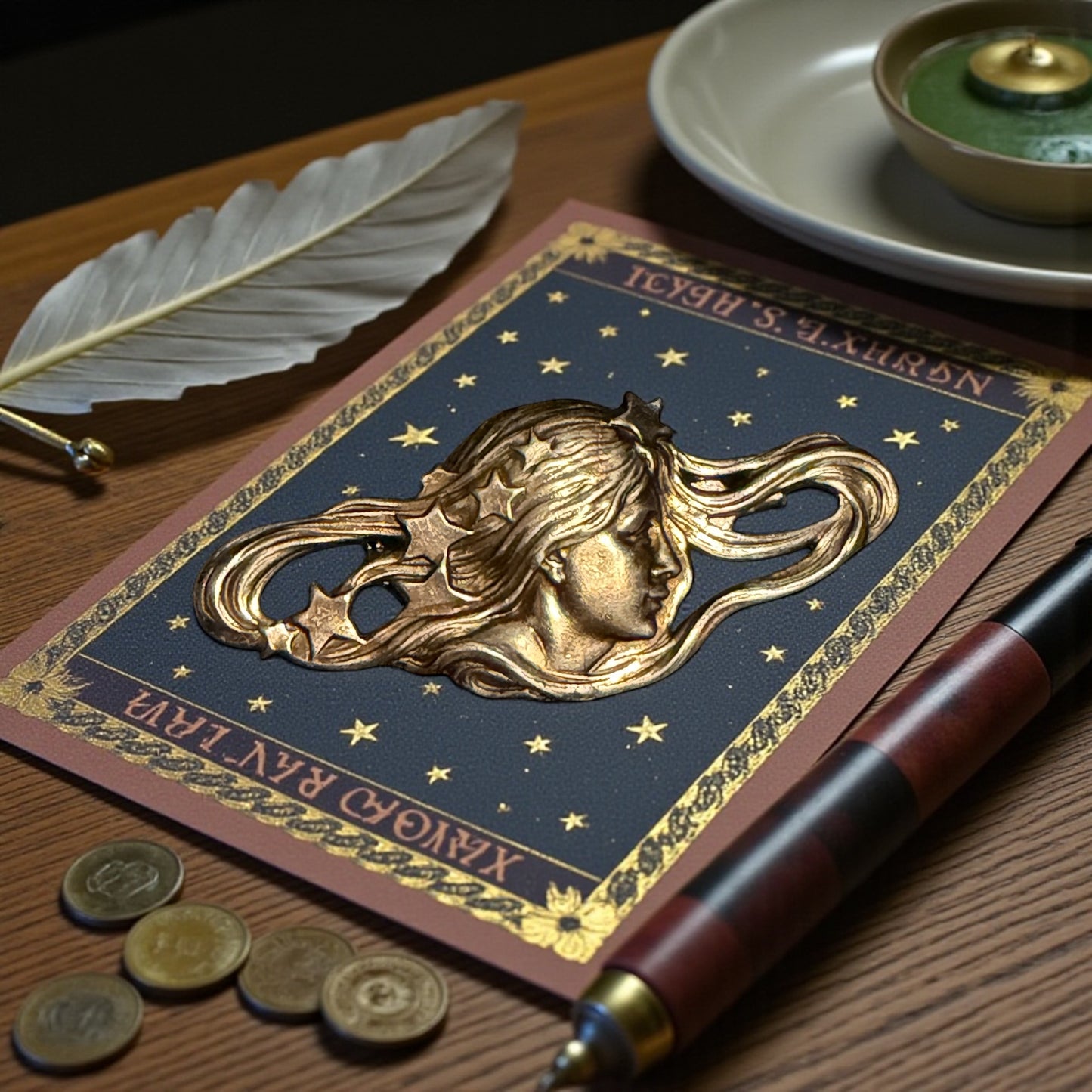 Spilla Liberty revival anni ‘60 con profilo di donna e stelle