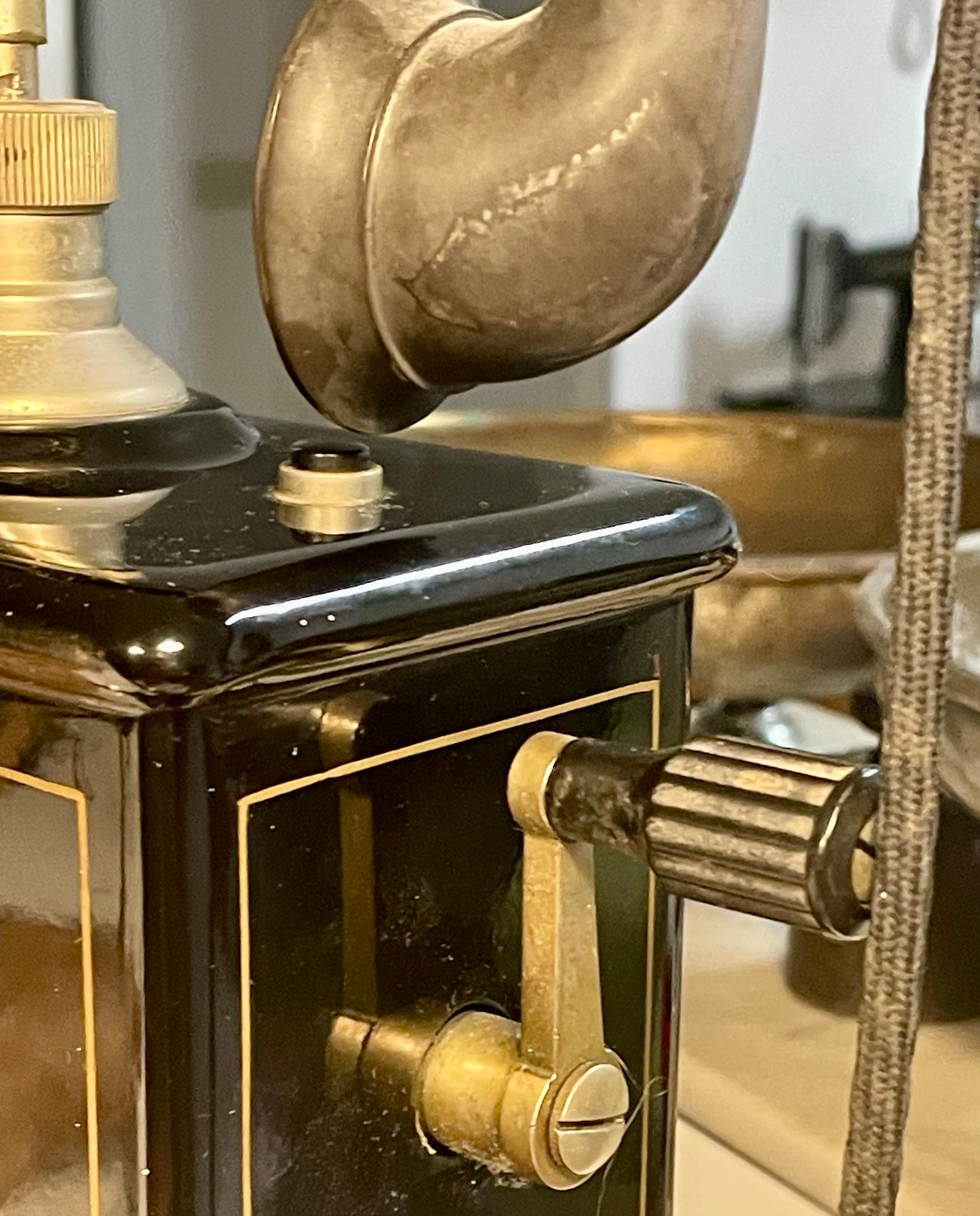 Antico telefono a manovella Jydsk danese, candlestick raro primi ‘900
