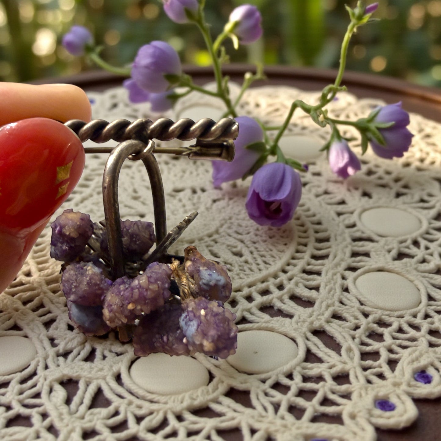 Spilla in argento traforato e Agata botroidale, anni 40-50