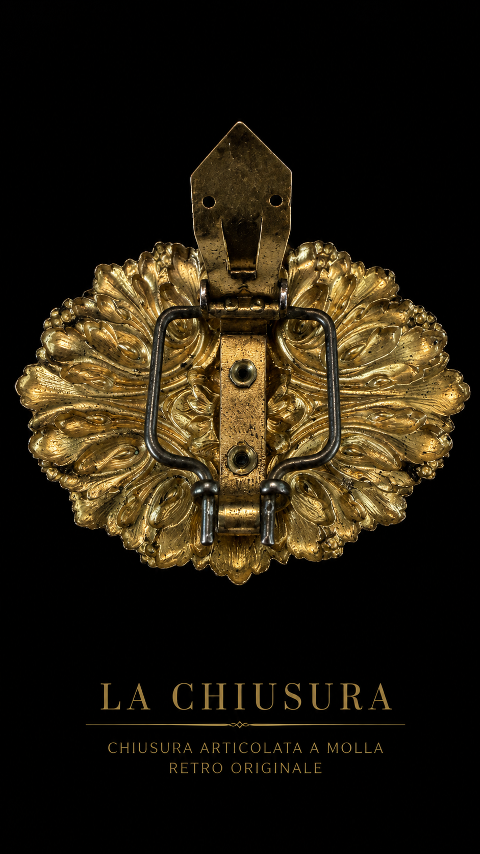 Clip chiusura gioiello dorata anni ‘40 con foglie d’acanto